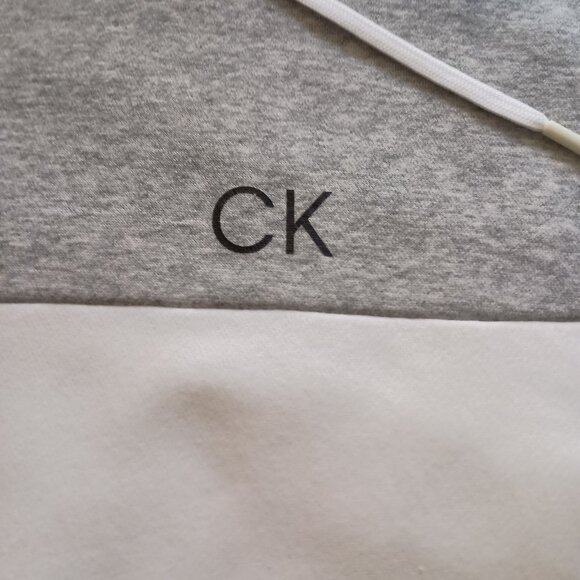Calvin Klein White and Gray Block Coloring Hoodie Sweatshirt Men’s Size L - Picture 4 of 16